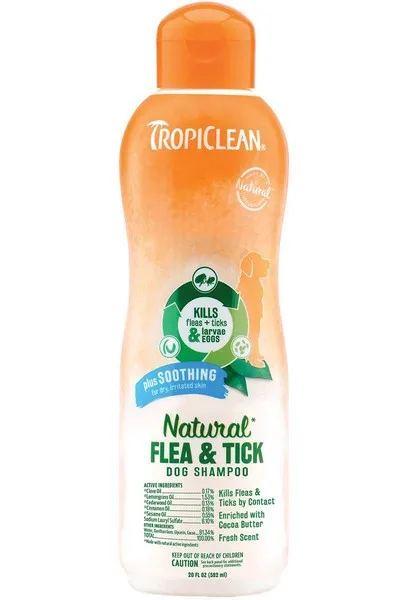 20oz Tropiclean Natural Flea & Tick Shampoo Plus Soothing - Flea & Tick